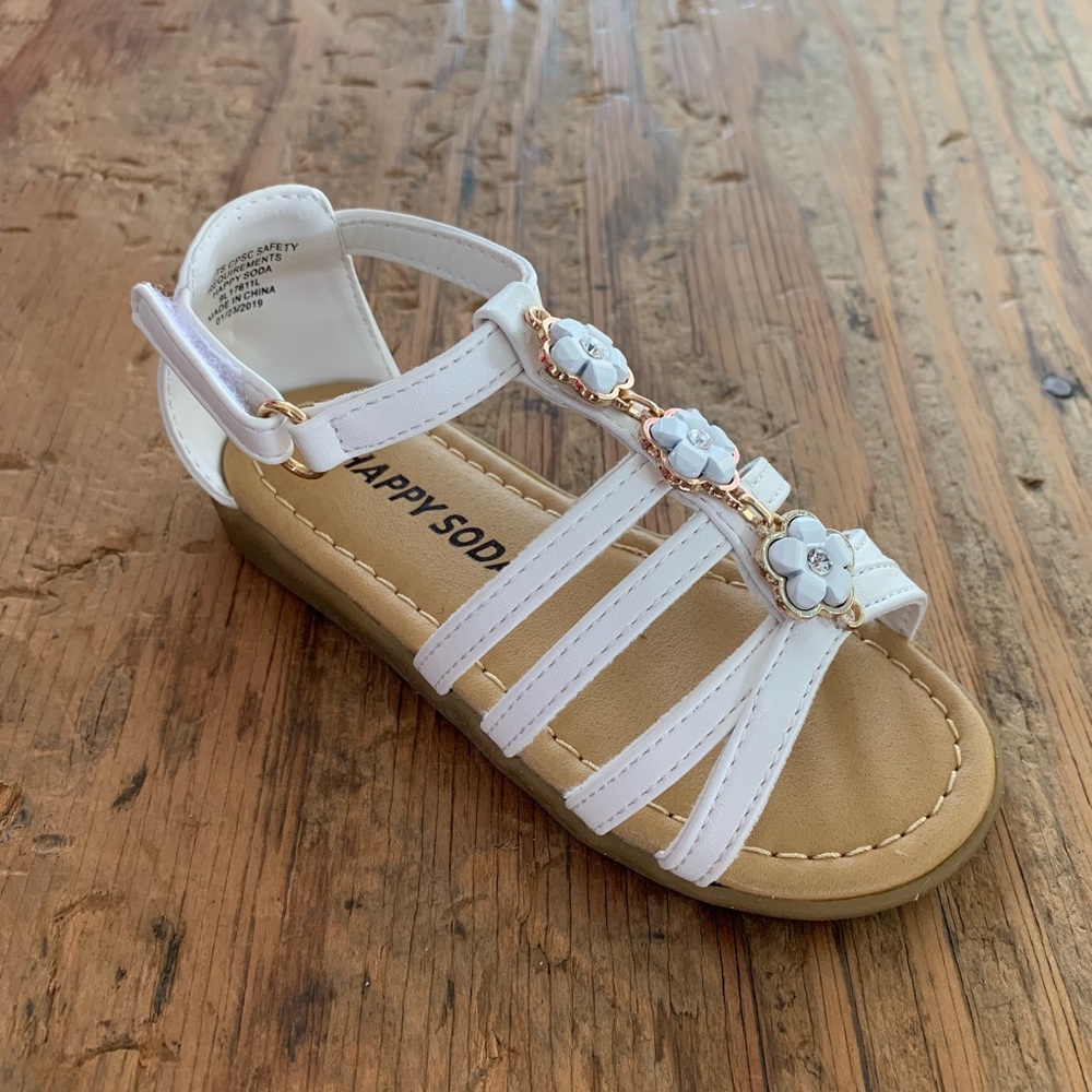 Soda Infant White Flower Accent Sandals